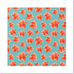 Watercolor flower pattern - red and green Posters and Art